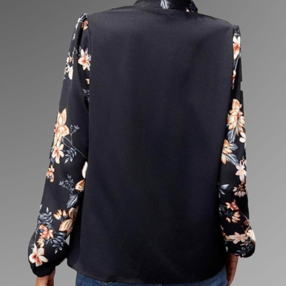 Sold **** floral Blouse with a Tie Neck - Women. Sold **** - Picture 2 of 6